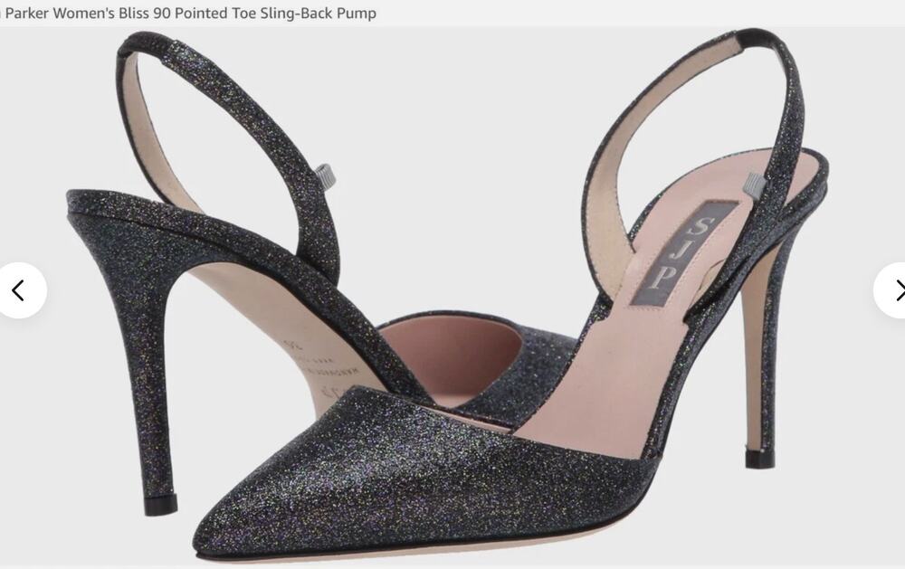 SJP by Sarah Jessica Parker Women's Bliss 90 Pointed Toe Sling-Back heels 38/7.5
